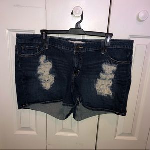 Distress Dark Denim Shorts